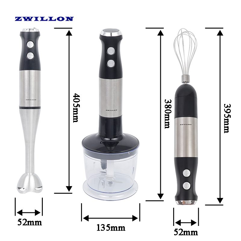 Hand Blender 600W ZWILLON, 500ML Chopper & 600ML Cup for Fruit Shakes - Image 2