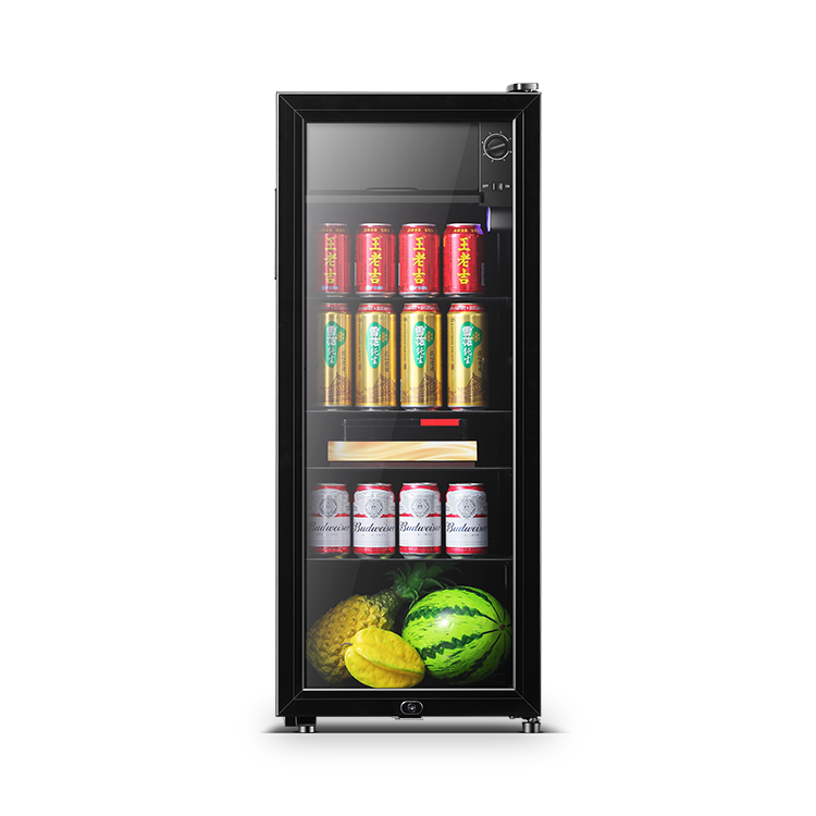 92H195 Manual Defrost Glass Door Ice Cooler 92L Freezer for Home