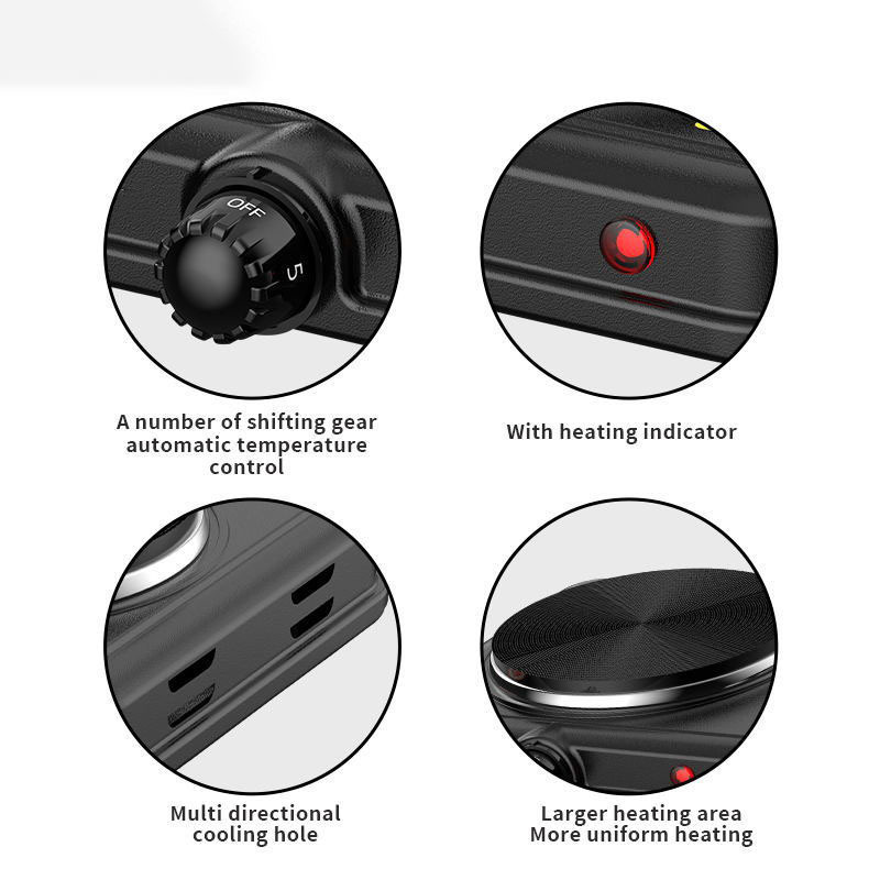 Portable Stainless Steel Electric Stove 2 Burner 1000W 220V Induction Cooktop - Image 2
