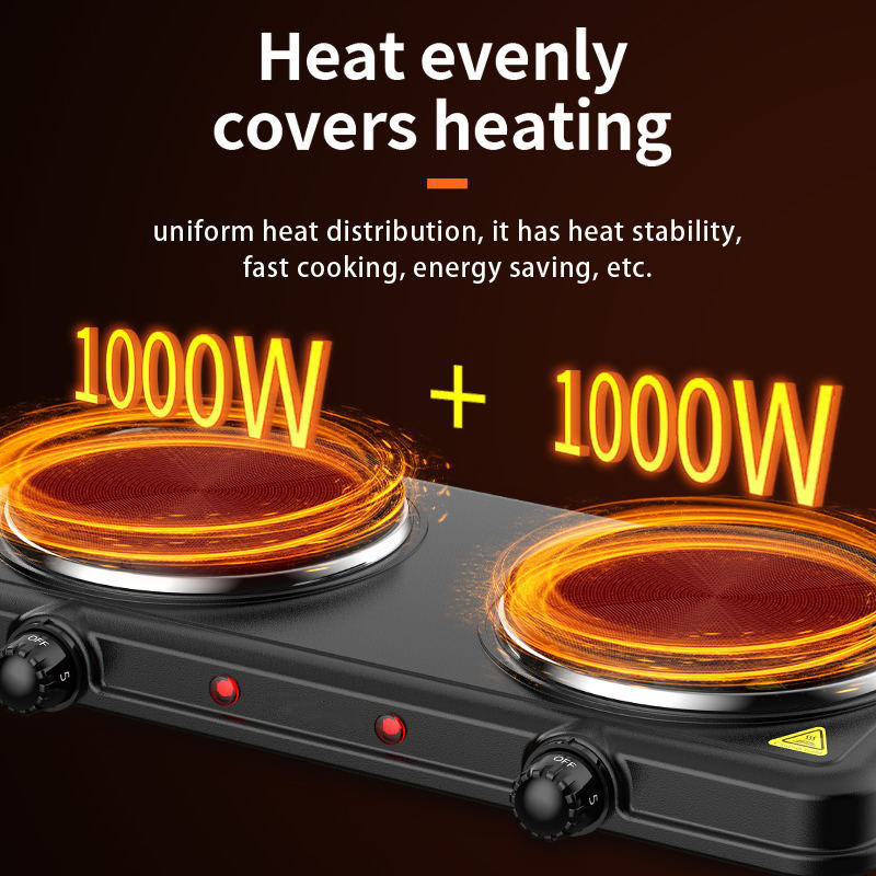 Portable Stainless Steel Electric Stove 2 Burner 1000W 220V Induction Cooktop - Image 3