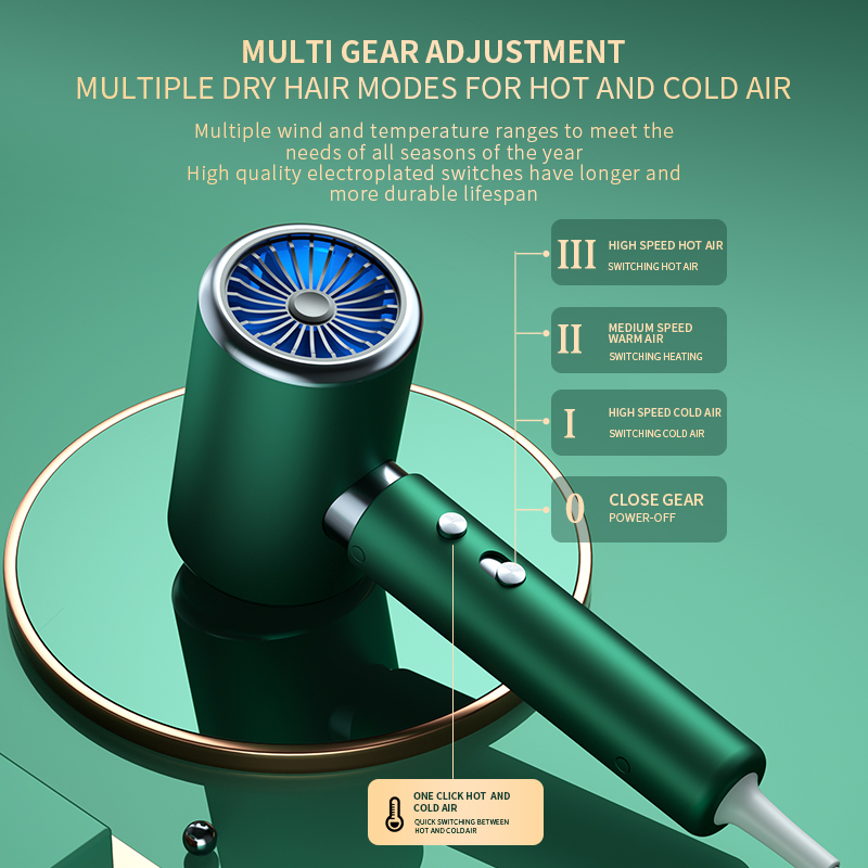Portable Ionic Hair Dryer with 3 Nozzles, 1600W DC Motor for Salon & Travel - Image 3