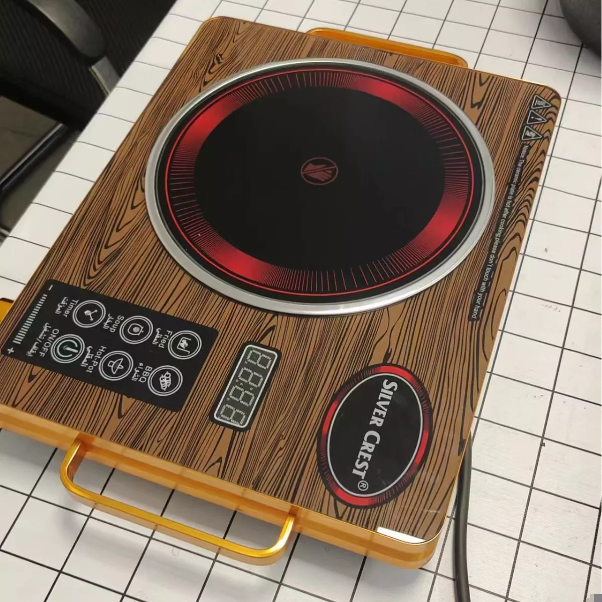 Electric Infrared Ceramic Cooktop 1001-2000W Touch Control Gold Black KM-888 - Image 3