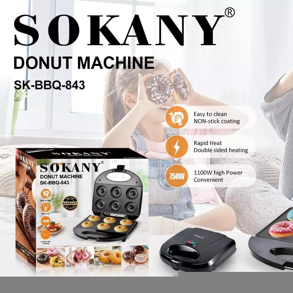 Sokany 16-Hole Donut Maker Machine, Dual Side Heating, 1400W - Image 3