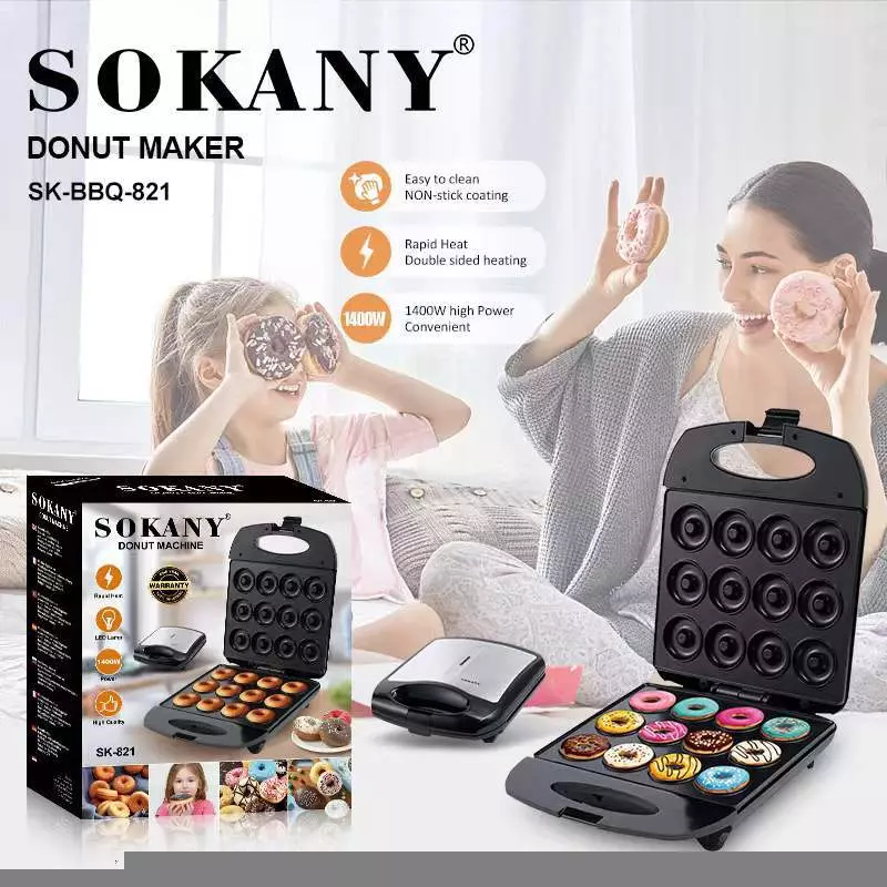 Sokany 16-Hole Donut Maker Machine, Dual Side Heating, 1400W - Image 5