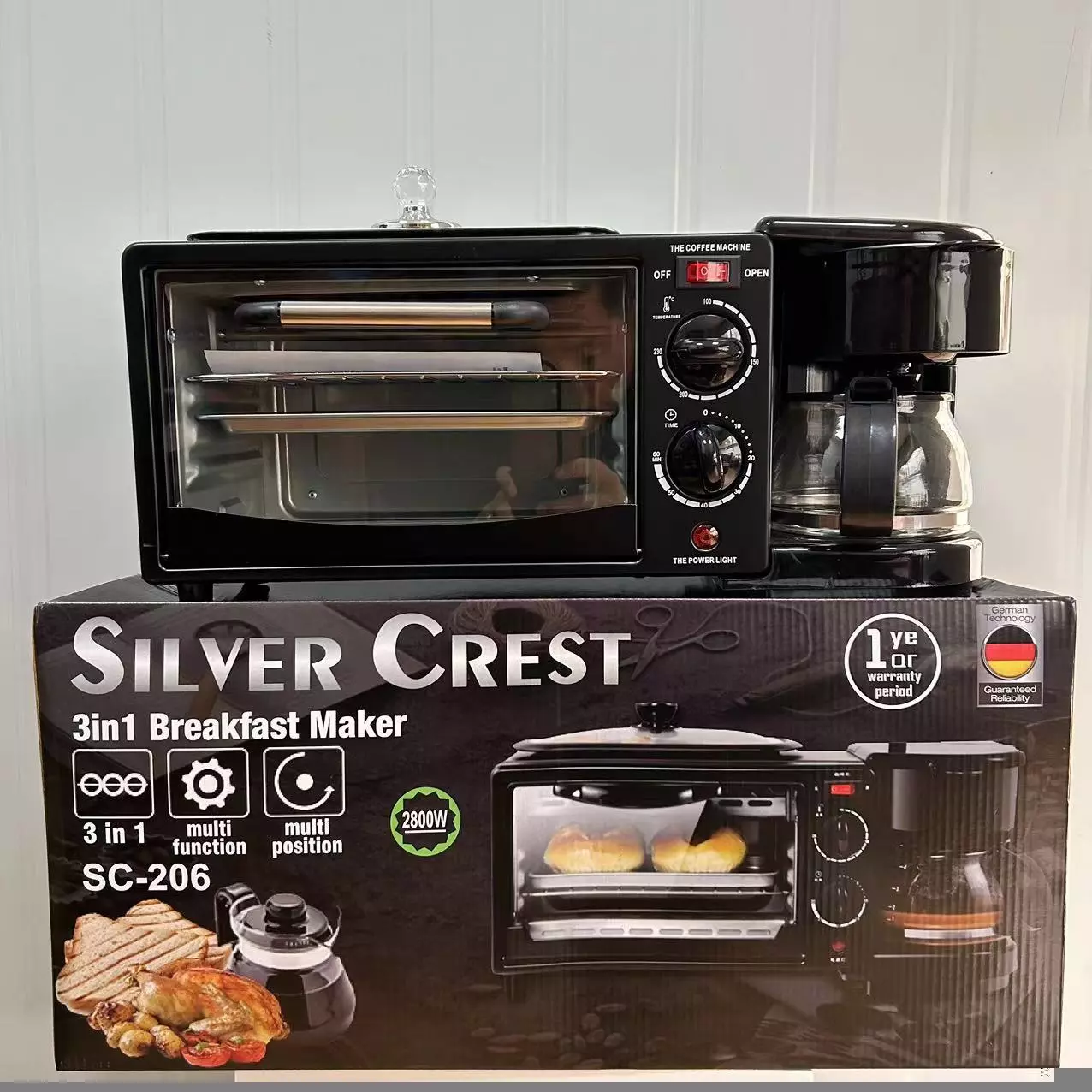 SILVER CREST 3-in-1 Breakfast Maker Toaster Oven, 800W, 220V