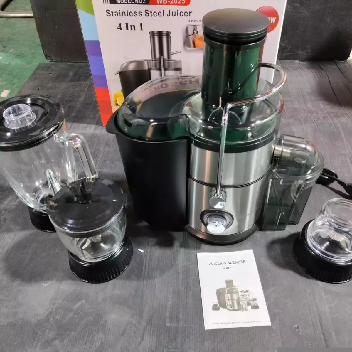 Stainless Steel 4-in-1 Juicer Blender Grinder, 1L Ins Style 111V-240V - Image 4