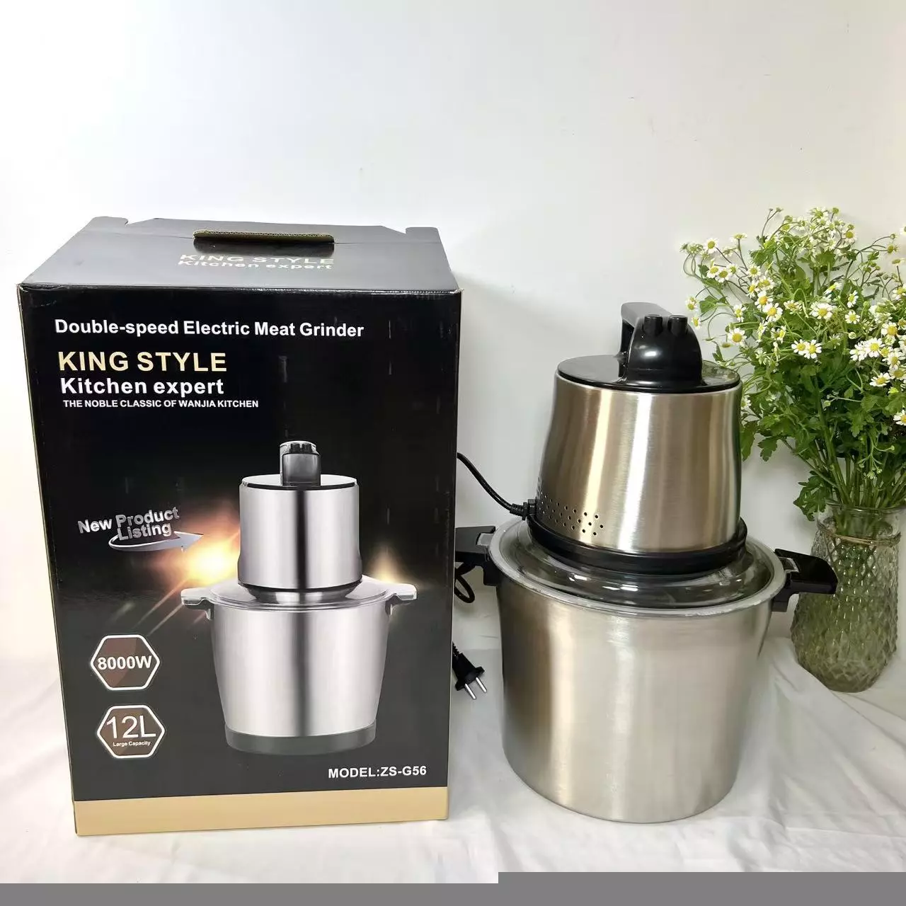 12L Commercial Meat Grinder Stainless Steel Industrial 2-Speed 3600W