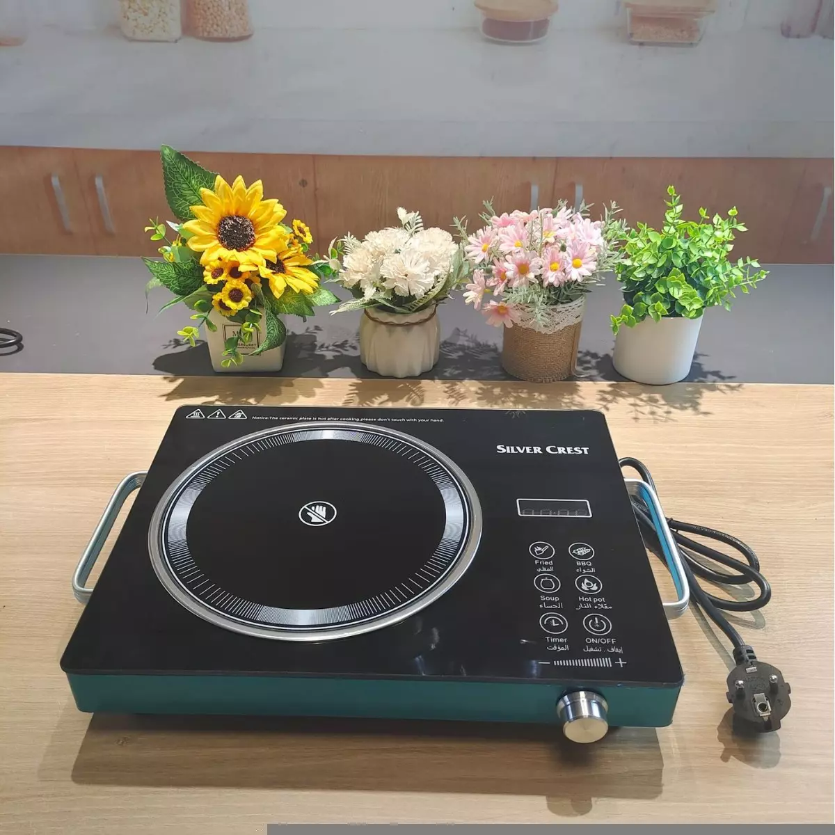 Infrared Electric Stove 3000W EU Plug，Touch Control，8 Power Levels，Black Glass - Image 3
