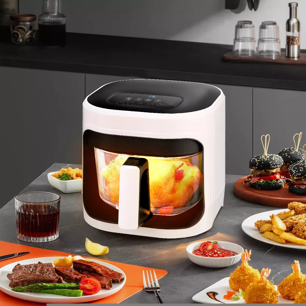 8L Glass Air Fryer with View Window, 1400W, 111V-240V, for Home Use