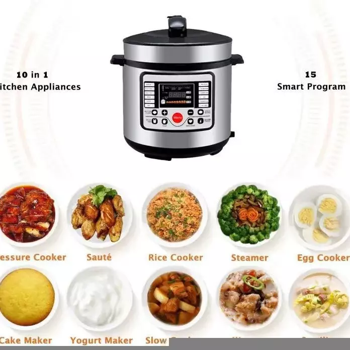 6L Multifunctional Electric Pressure Cooker Auto Stainless Steel 1000W MY-C540G - Image 2