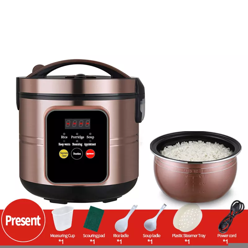 Electric Rice Cooker 5L Smart Non-Stick Steaming Pot with Timer & Preset
