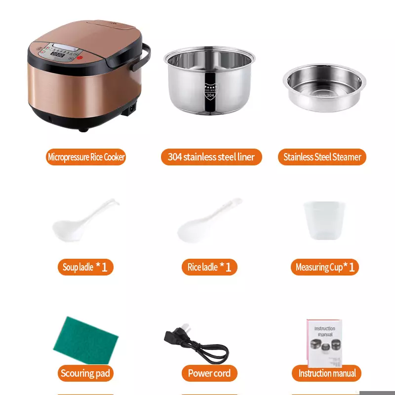 Electric Rice Cooker 5L Smart Non-Stick Steaming Pot with Timer & Preset - Image 4