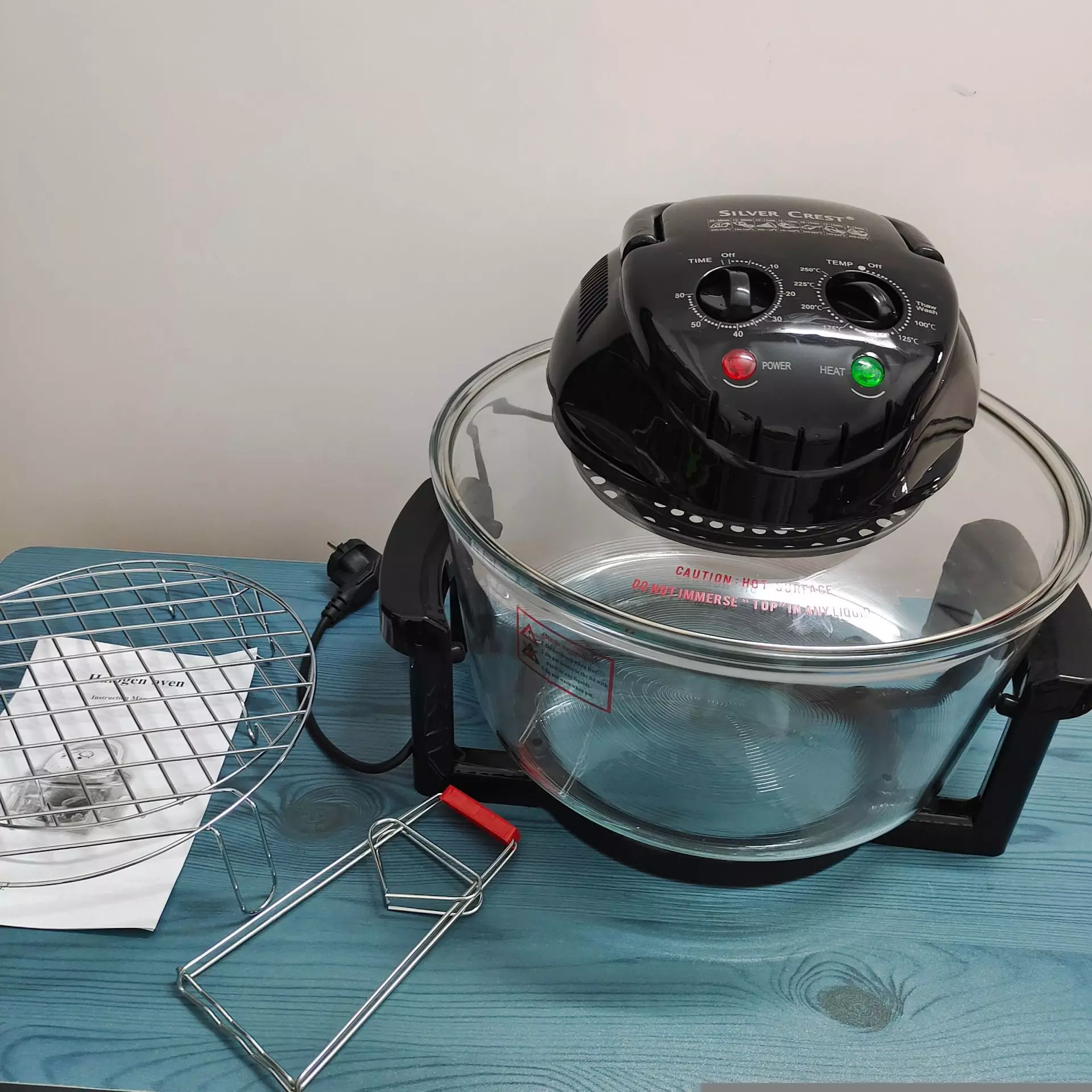 Large Capacity 12L Air Fryer Oven with Timer & Handle, 1300W, 2-in-1 Glass Design