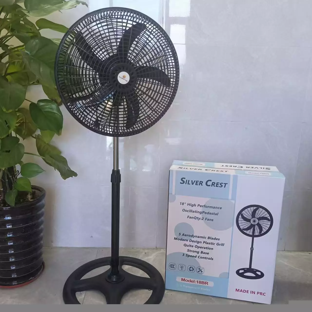 DC Floor Fan 18 Inch 3-Speed Wall Control 220V for Home & Trade