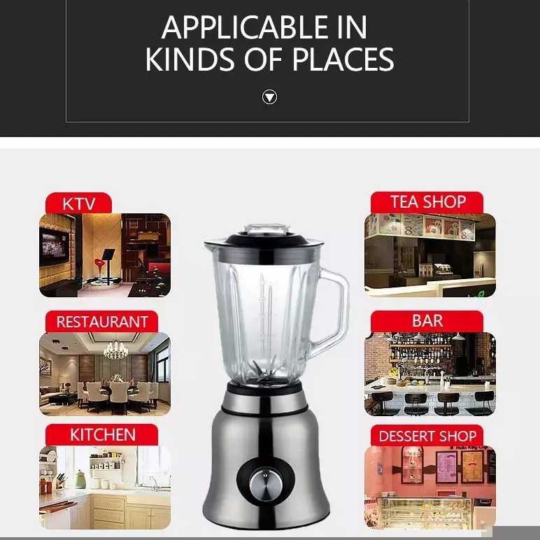 3-in-1 Blender, 1.5L Industrial 3-Speed 4-Blade Food Processor, 110-240V - Image 4