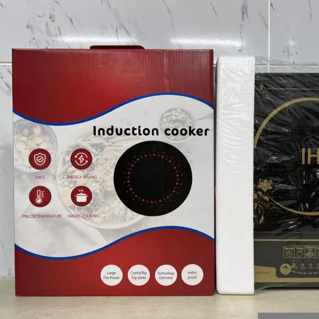 Induction Cooker 2200W Touch Control Black Glass Single Burner - Image 2