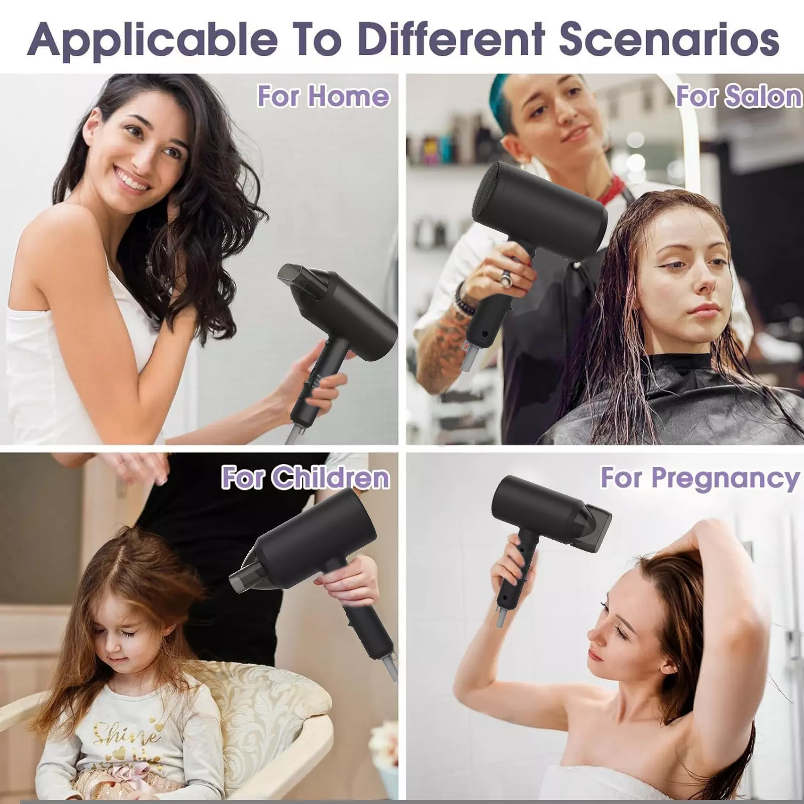 Cross-border Hammer 1800W Hair Dryer 110V Foldable Negative Ion EU US Plug - Image 3